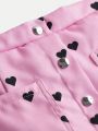 SHEIN Kids HYPEME Teenage Girls' Vintage Minimalist Sleeveless Vest & Heart Shaped Skirt Streetwear