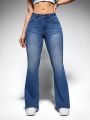 SHEIN ICON Flared Jeans With Wash Processing