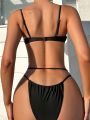 SHEIN Swim Y2GLAM Ladies' Solid Color Separated Swimsuit Set