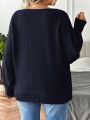 SHEIN Essnce Plus Solid Batwing Sleeve Sweater