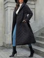 Lapel Neck Belted Quilted Coat