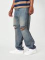 SUMWON Loose Fit Washed Distressed Jean