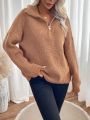 Quarter Zip Drop Shoulder Sweater