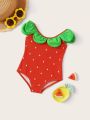 Baby Girls Strawberry Pattern One Piece Swimwear