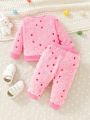 SHEIN Baby Girl Polka Dot Embroidery Sweatshirt & Sweatpants