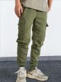 Manfinity Hypemode Men's Drawstring Waist Flap Pocket & Elastic Jogger Pants