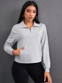 Daily&Casual Half Zip Drop Shoulder Sports Sweatshirt