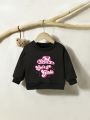 Baby Girl Letter Graphic Sweatshirt