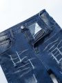 Slim Fit Stretch Distressed Denim Shorts For Teenage Boys