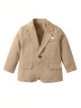 SHEIN Toddler Boys' Khaki Two-Piece Suit Formal Dress Set