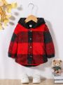 SHEIN Baby Girl Buffalo Plaid Print Hooded Coat Without Tee