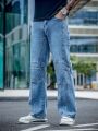 Men Slant Pocket Straight Leg Jeans