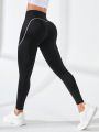 Yoga Trendy Sports Leggings With Reflective Stripes