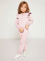 SHEIN Little Girls' Long Sleeve Casual Sweater Jumpsuit With Round Neck