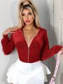 SHEIN ICON Women's Red Hooded Jacket