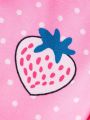 SHEIN Toddler Girls' Daily Casual Round Neck Strawberry Print Pajama Set