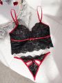 Ladies' Sexy Black Lace Lingerie Set (Valentine'S Day Edition)