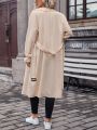 SHEIN Frenchy Lapel Neck Slant Pocket Belted Trench Coat