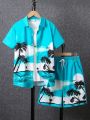 Teen Boy's Coconut Tree Print Beach Vacation 2pcs/Set