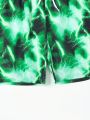 Boys' Swim Trunks With Small Lightning Print And Drawstring