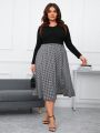 SHEIN Clasi Plus Size Women's Plaid Skirt With Insert Pockets