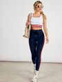 SHEIN VARSITIE Sports YOGA Basic Chest Cup   With TANK TOP