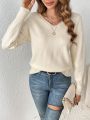 SHEIN Frenchy Women's V-neck Hollow Out Back Knitted Sweater