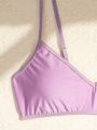Solid Color Separated Swimwear With Thin Shoulder Straps