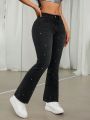 SHEIN ICON Women's Stretchy Denim Bell-bottom Pants