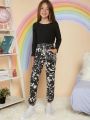 Tween Girl Graffiti Print Pants