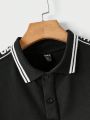 Manfinity Sporsity Men's Short Sleeve Knit Polo Shirt With Letter Print