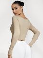 SHEIN BASICS Women'S Sweetheart Neck Long Sleeve T-Shirt