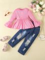 Toddler Girls' Casual Fashionable Sweet 2pcs/set Outfits