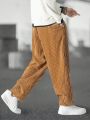 Men Drawstring Waist Slant Pocket Pants