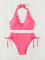 Solid Separated Swimsuit Set