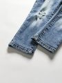 Young Boys' New Casual Stylish Distressed Water-Washed Skinny Jeans