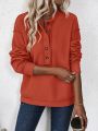 Women's Button Half Placket Drop Shoulder Sweatshirt