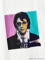 Elvis Presley X SHEIN Character Print Drop Shoulder T-Shirt