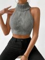 SHEIN Essnce Turtleneck Cable Knit Top