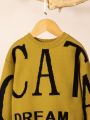 Little Boys' Casual Round Neck Sweater With Printed Text