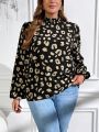 SHEIN Clasi Plus Size Leopard Print Stand Collar Shirt