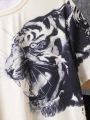 Teen Boys' Tiger Head Print Short Sleeve T-Shirt And Shorts Set