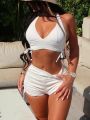 Solid Color Two-Piece Swimsuit Set