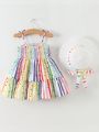 Baby Girls' Rainbow Striped Beach Sundress With Straps