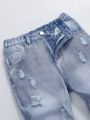 Tween Boy Ripped Frayed Bleach Wash Jeans