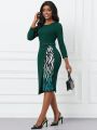 SHEIN Lady Zebra Print Long Sleeve Dress