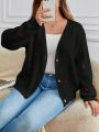 SHEIN CURVE+ Women's Plus Size Heart Embroidery Button Front Cardigan