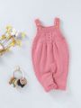 Baby Girl Button Detail Cable Knit Jumpsuit