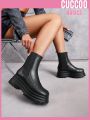 Cuccoo Everyday Collection Women's Fashionable Thick-soled Moto Boots