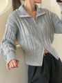 DAZY Kpop Women's Collared Zipper Front Cardigan